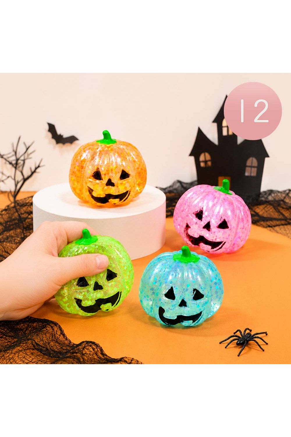 Glitter Halloween Pumpkin Squeeze Squishy Stress Relief Toy