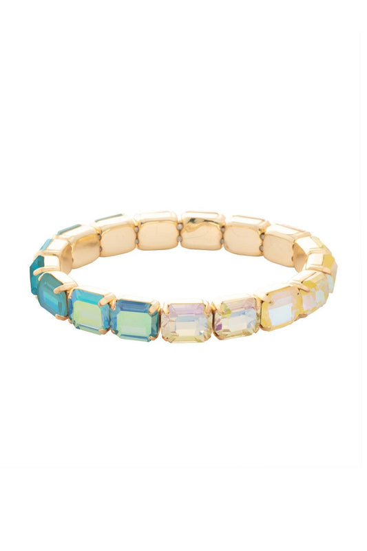 7 Inch Easton Emerald Cut Stretch Bracelet -Pastels