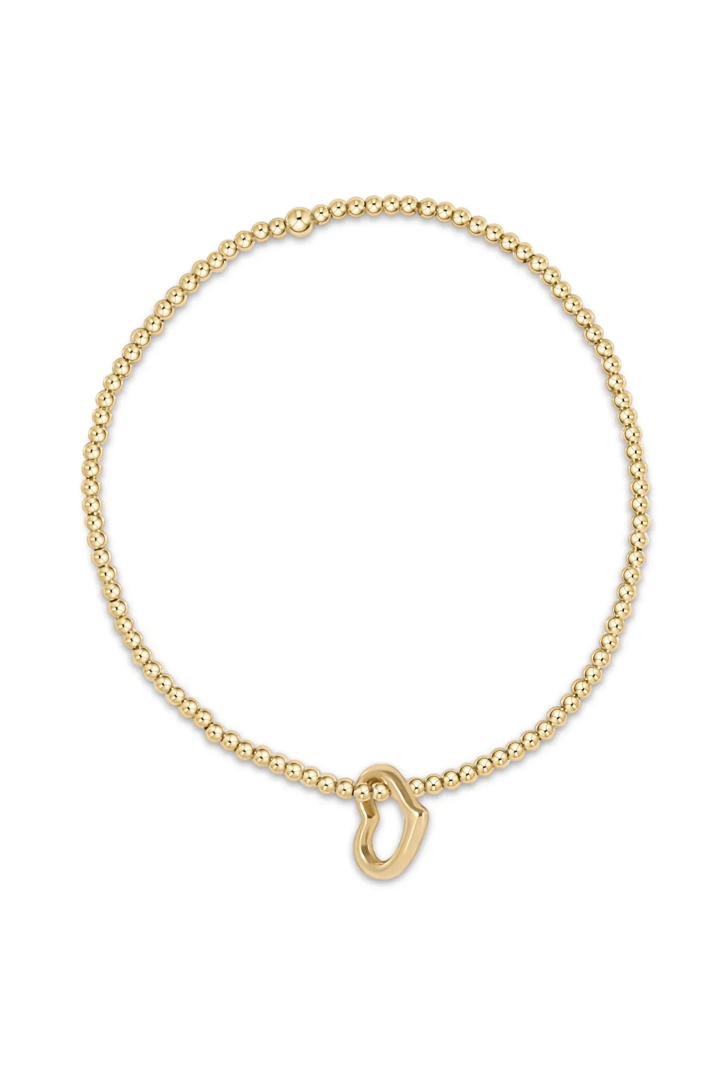 Classic Gold 2.5mm Bead Bracelet with Love Gold Charm BCLG25LOVG