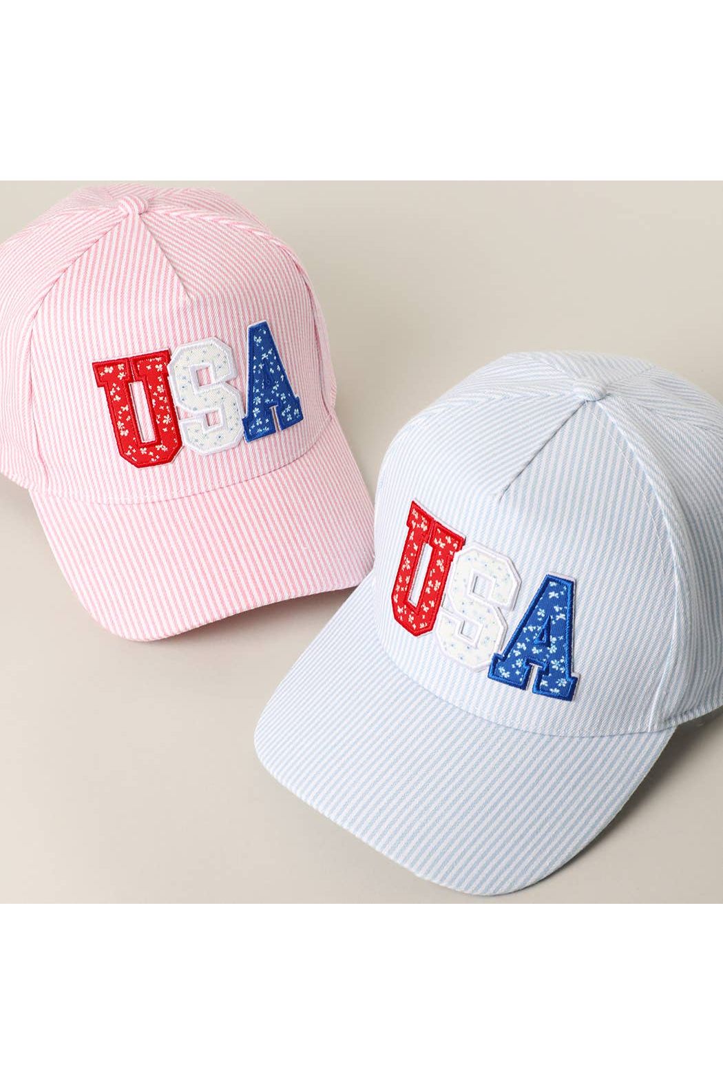 USA Letter Patch Striped Trucker Hat