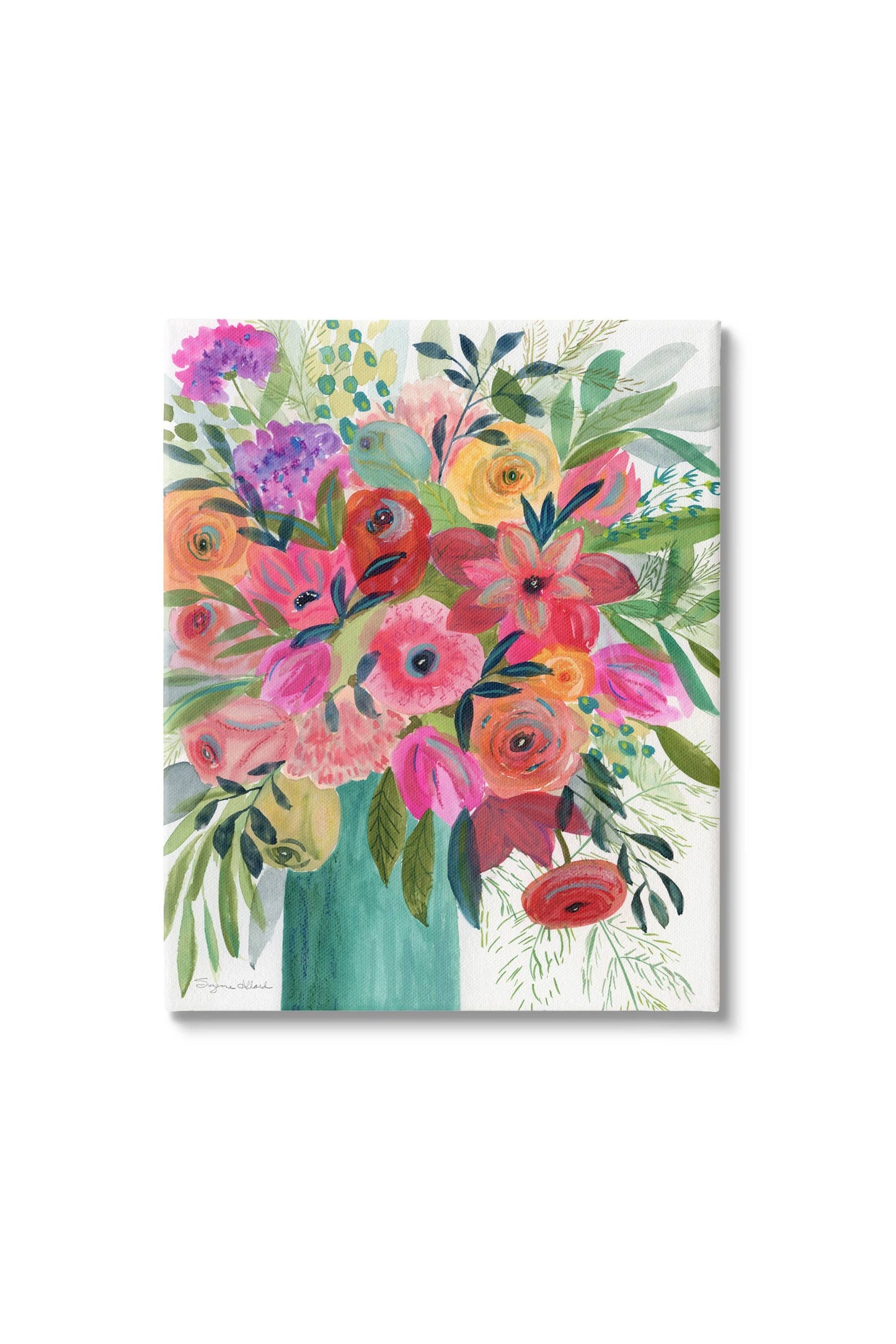 Bold Red & Pink Mixed Bouquet Canvas Art