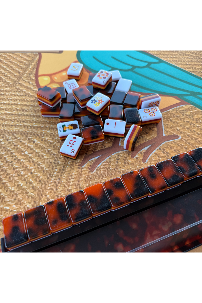 Tortoise Shell Mahjong Rack & Pusher Set Matte Finish