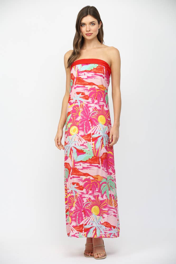 Take Me To The Beach Strapless Maxi