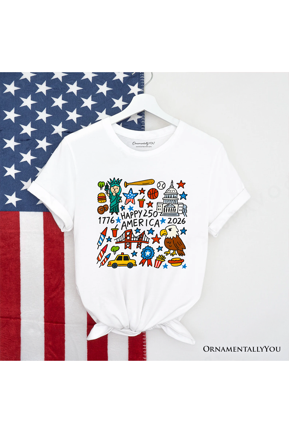 Happy 250th  America Doodle T-Shirt