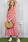 Velvet Trim Strap 100% Cotton Gingham Midi Dress