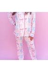 Pink Pastel Bows Long Sleeve Loungewear Pajama Set