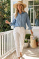 Polka Dot Collared Open Front Pocket Denim Shirt