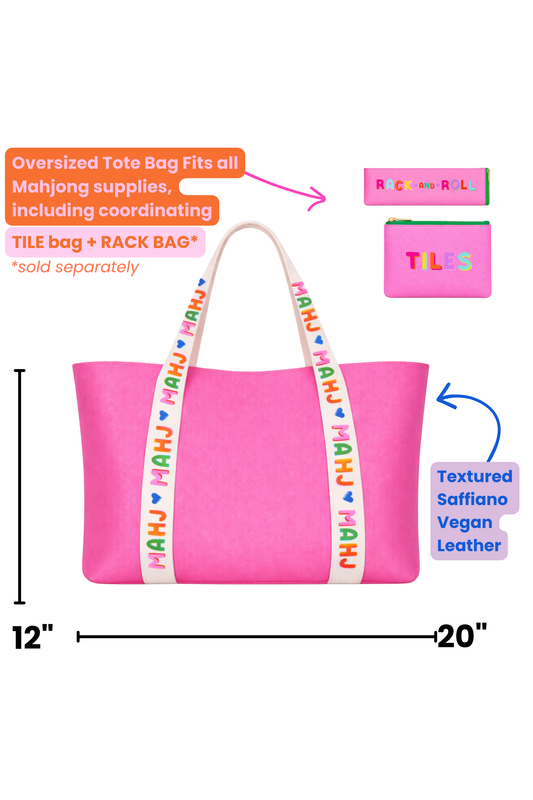 Mahjong Tote Bag Mahjong Tile Bag Leather | Pink *NEW*