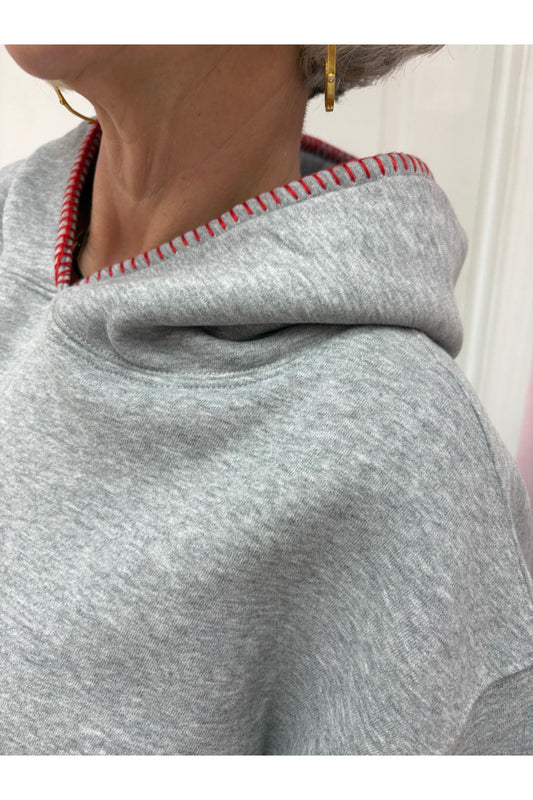 Heather Grey Whip Stitch Hoodie