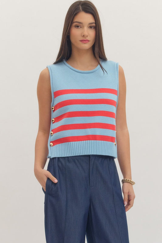 Liberty Striped Sleeveless Knit Top