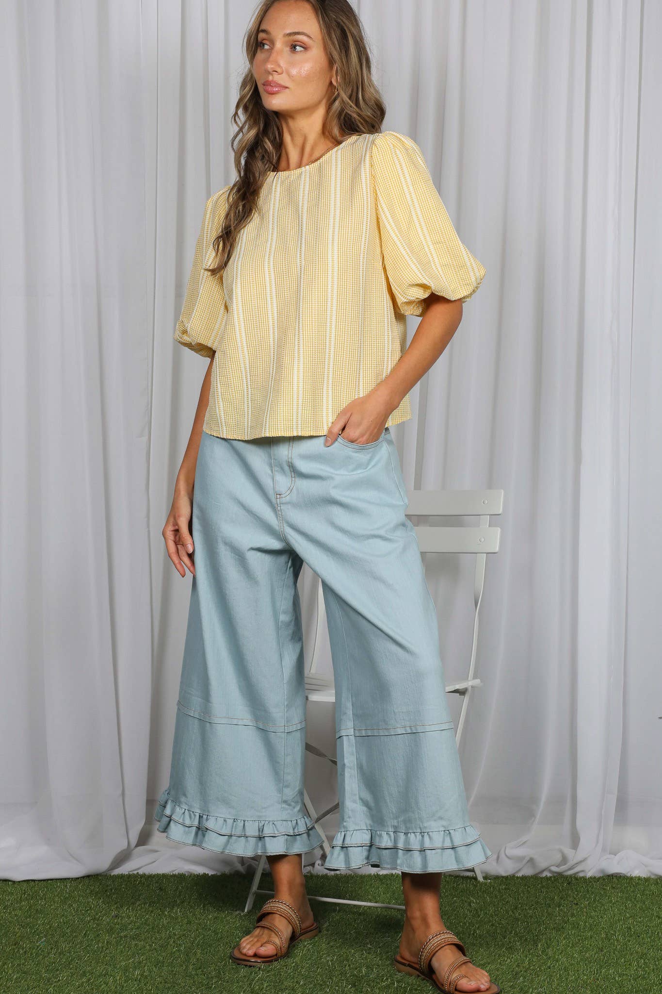 Bow Accent Feminine Plaid Blouse