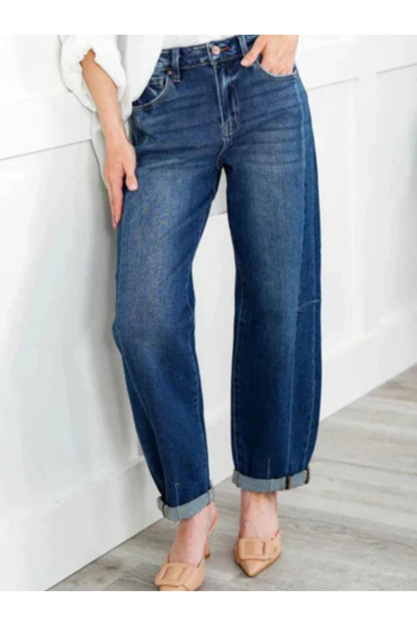 Risen Mid Rise Barrel Jean