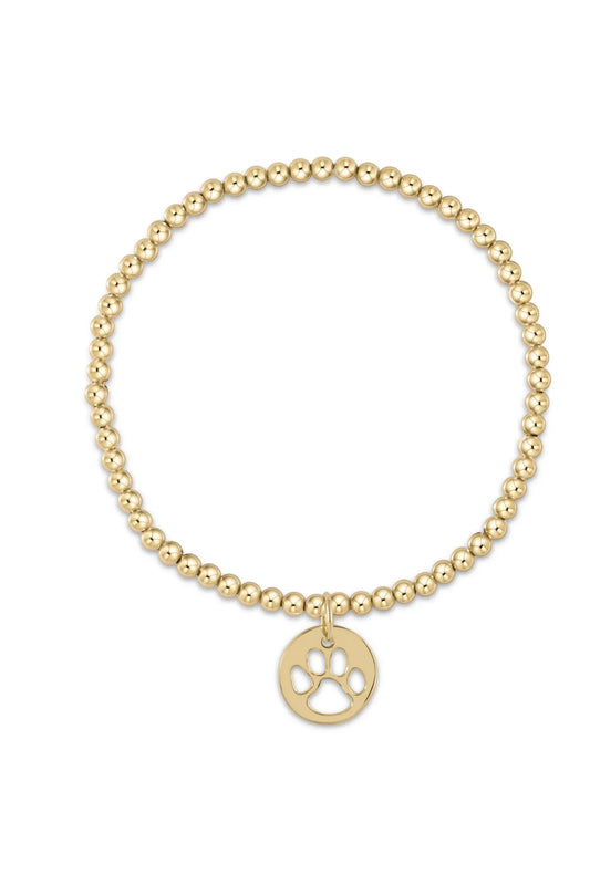Classic Gold 3mm Bead Bracelet-Paw Print Gold Disc BCLG3PPGD