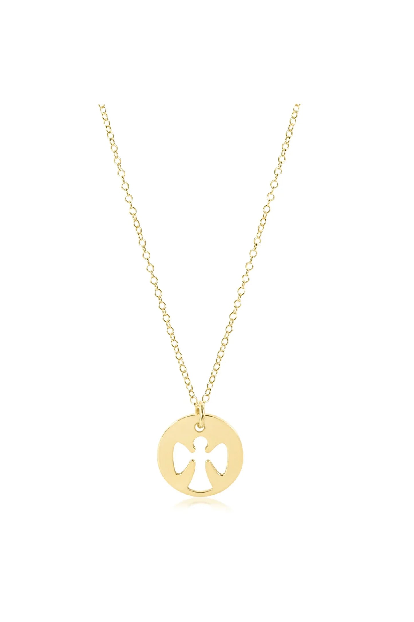 16" Necklace-Gold, with Guardian Angel Small Gold Disc✔️