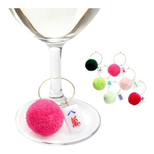 Mahjong Pom Pom Wine Charms