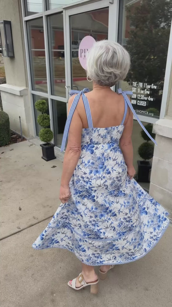 Blue Floral Tea Dress