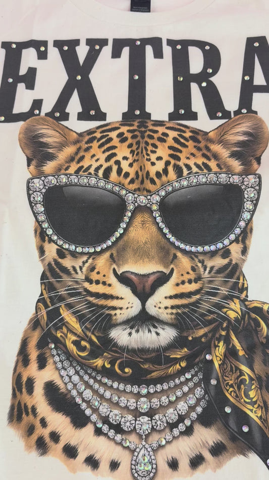 Extra Cheetah Bandana w/Bling Graphic Tee