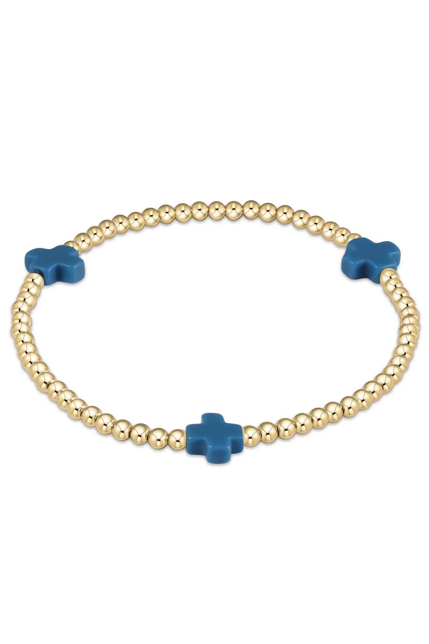 Signature Cross Gold Pattern 3mm Bead Bracelet (choice of 4 cross colors)✔️