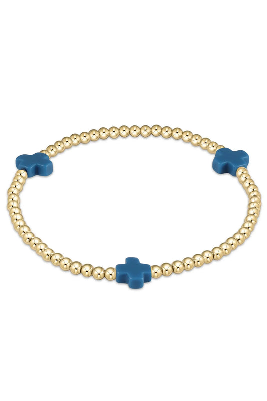 Signature Cross Gold Pattern 3mm Bead Bracelet (choice of 4 cross colors)✔️