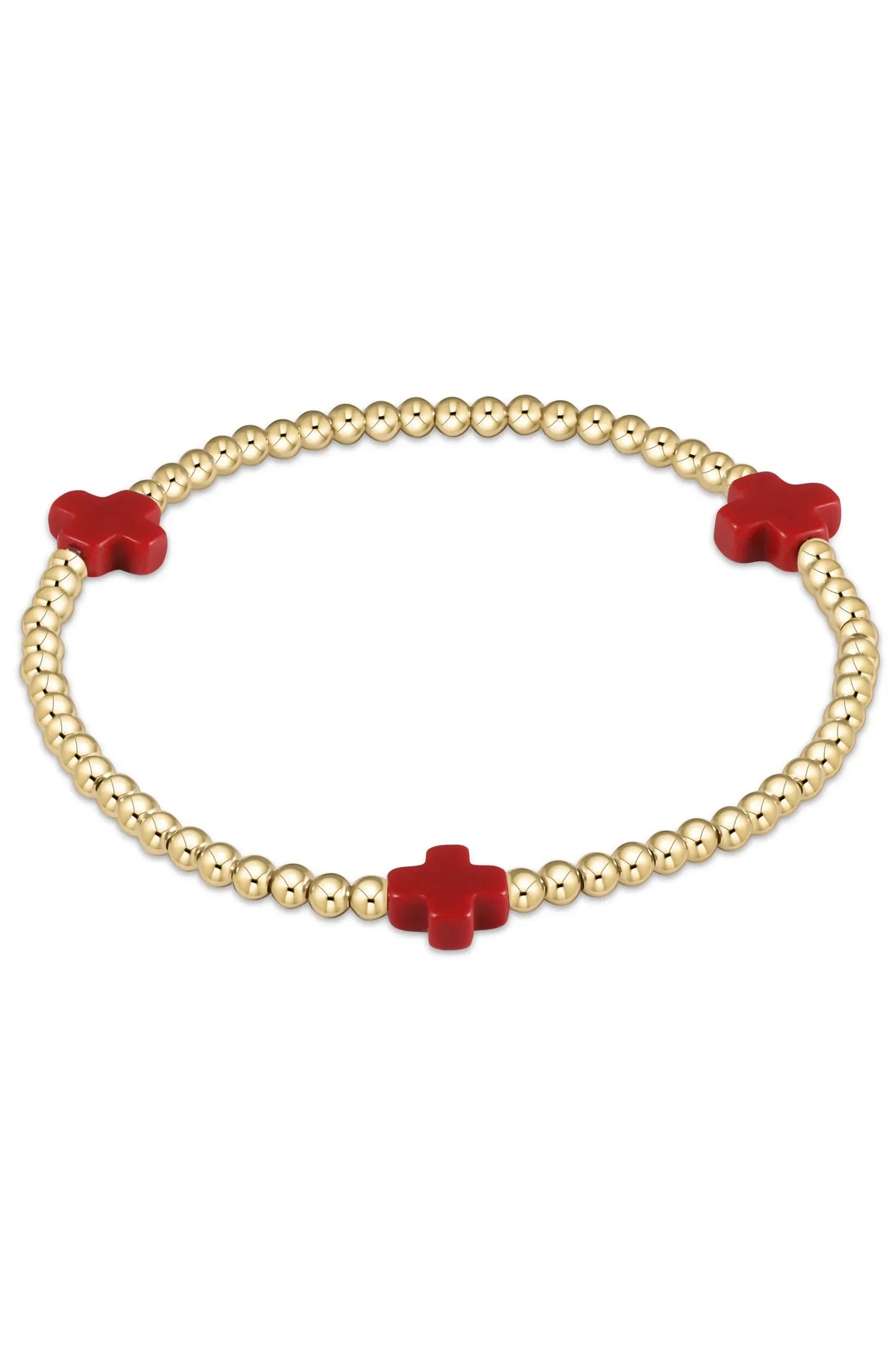 Signature Cross Gold Pattern 3mm Bead Bracelet (choice of 4 cross colors)✔️
