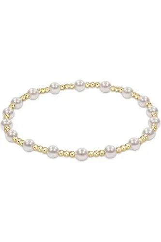 Classic Gold Sincerity Pattern 4mm Bead Bracelet -Pearl